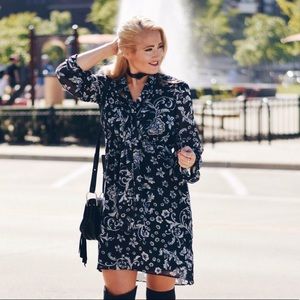 Paisley printed chiffon dress